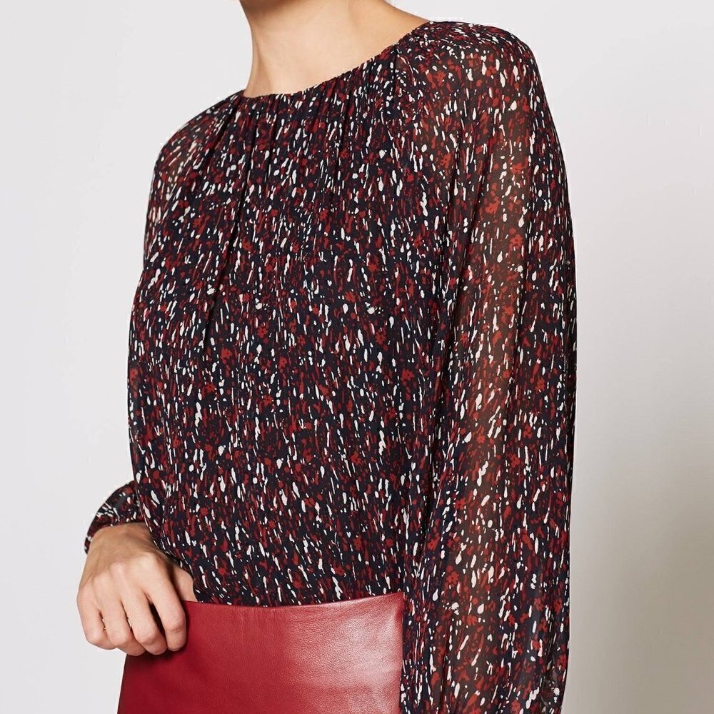 Joie 100% Silk Briseis Pullover Balloon Sleeve Blouse Sz M